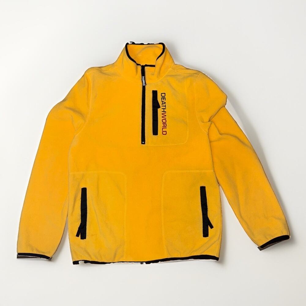 Deathworld DWFH Quarter Zip Sweater Yellow Tech Fleece Small 21x27 Hypebeast